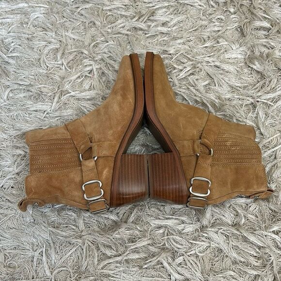 NWOB Sam Edelman Bellamie Suede Harness Western Ankle Boots in Camel Suede Sz 8 - Picture 8 of 11